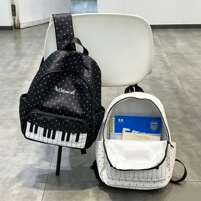 Hiking Backpack Waterproof - Tas Ransel Black White Piano Note