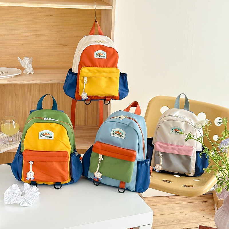 Canvas Backpack Casual - Ransel Anak-anak dengan Desain Warna Kontras